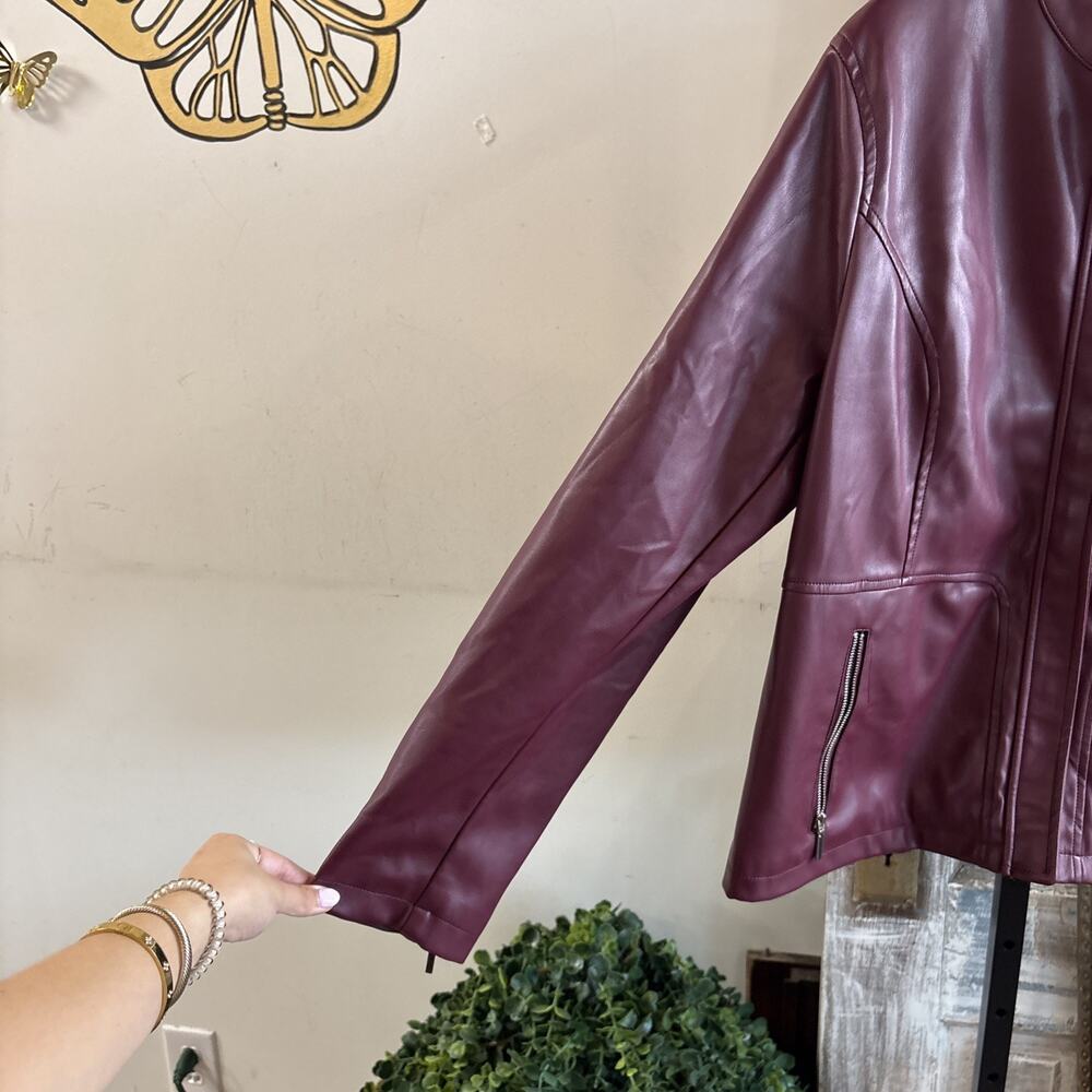 Maroon Philosophy Vegan Leather Jacket Size XL - Picture 6 of 14